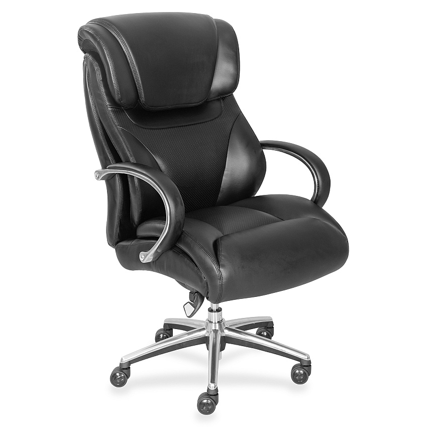 La-Z-Boy Executive Chair Faux Leather Seat Material - Faux Leather Back Material - Mid Back - Black - 1 Each (48080)