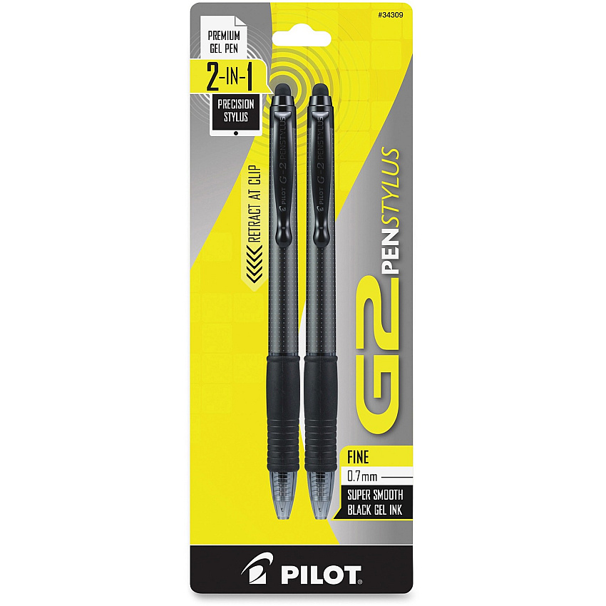 G2 Retractable Gel Ink Rolling Ball Pens Fine Pen Point - 0.7 mm Pen Point Size - Refillable - Black Gel-based Ink - Gray Plastic Barrel - Retractable - Pocket Clip, Smooth Writing, Long Lasting, Comfortable, Anti-fatigue, Stylus, Rubber Grip, Qui (34309)