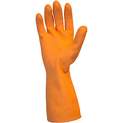 Safety Zone Orange Neoprene Latex Blend Flock Lined Latex Gloves 28 mil Thickness x 12" Glove Length - Chemical Protection - Small Size - Orange - Fish Scale Grip, Flock-lined - For Dishwashing, Cleaning, Meat Processing - 12 / Dozen (GRFOSM1SF)