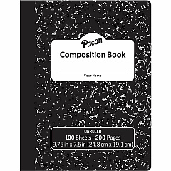 Pacon Unruled Compositon Book 100 Sheets - Plain - Unruled Front Ruling - 7 1/2" x 9 3/4" Sheet Size - Black Marble Cover - 24 / Carton (MMK37145)