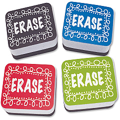 Ashley Chalk Design Mini Whiteboard Eraser 2" Width x 1.25" Length - Lightweight, Comfortable Grip - Multicolor - 10 / Pack (78002)