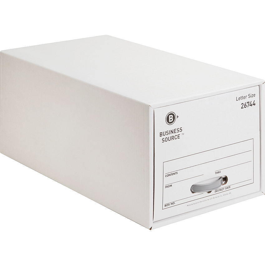 Business Source Stackable File Drawer Internal Dimensions: 12.25" Width x 23.50" Depth x 10.25" Height - External Dimensions: 14" Width x 25.2" Depth x 11.5" Height - Media Size Supported: Letter - Stackable - Steel, Plastic - White - For File, (BSN26744)