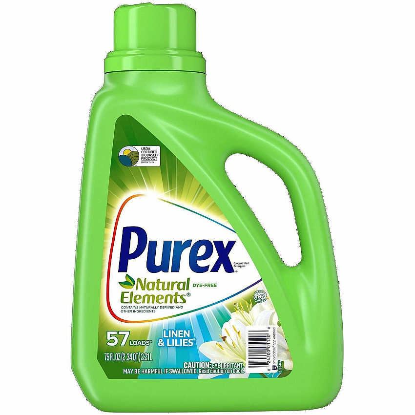 Purex Natural Elements Liquid Detergent For Clothing - 75 fl oz (2.3 quart) - Linen, Lilies Scent - Hypoallergenic, Dye-free, Cleanse, Skin-friendly - Blue - 1 Each (01120)