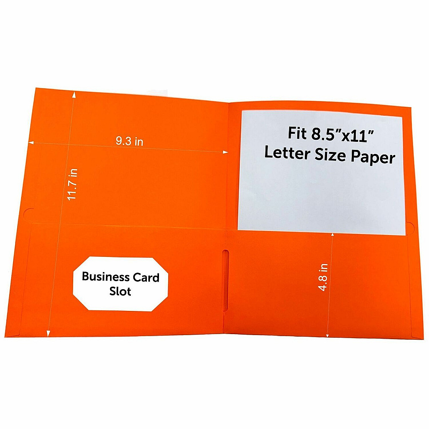 Business Source Letter Portfolio 8 1/2" x 11" - 125 Sheets Capacity - Inside Front & Back Pocket - Orange - Card Holder - 25 / Box (BSN78554)