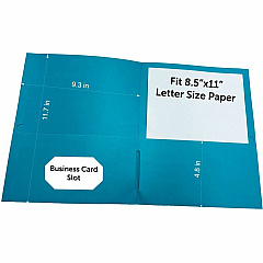 Business Source Letter Portfolio 8 1/2" x 11" - 125 Sheets Capacity - 2 Inside Front & Back Pocket - Teal - 25 / Box (BSN78555)