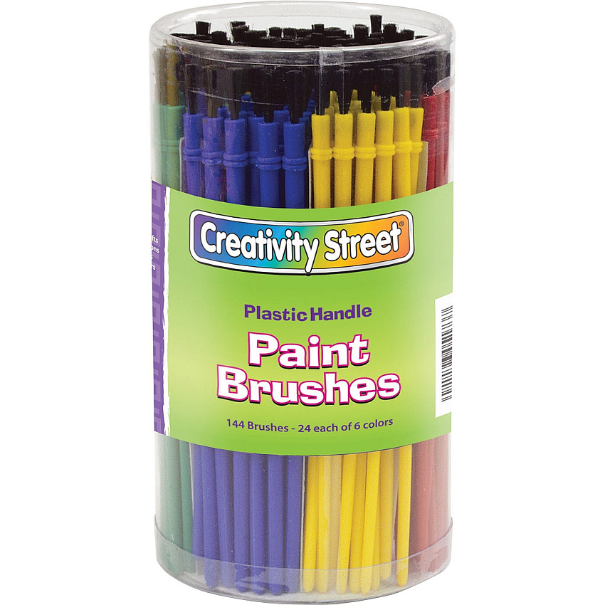 Creativity Street Canister of Paint Brushes Plastic Handle - 1 Set (5173)