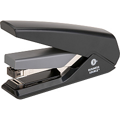 Business Source Full Strip Flat-Clinch Stapler Staples Upto 30 Sheet of 20lb Paper - Holds Upto 210 Staple - Full Strip - Staple Size: 0.25" - Front Loading - Black - 1 Each (BSN62838)