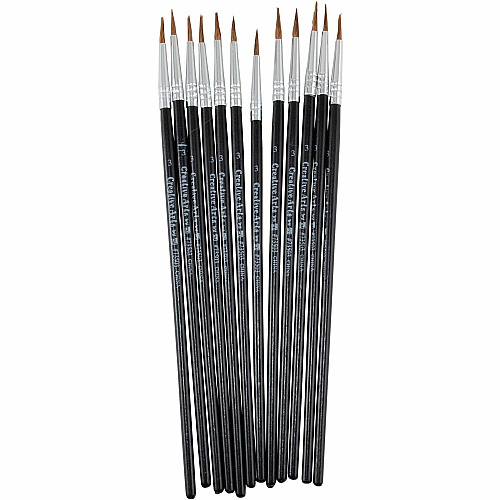 Charles Leonard Water Color Brush 0.50" Bristle - No. 3 - Hardwood Handle - Aluminum Ferrule - 12 / Pack (73503)