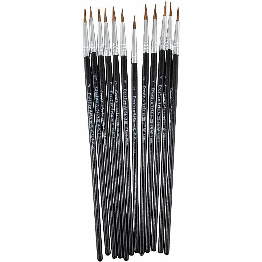 Charles Leonard Water Color Brush 0.50" Bristle - No. 3 - Hardwood Handle - Aluminum Ferrule - 12 / Pack (73503)