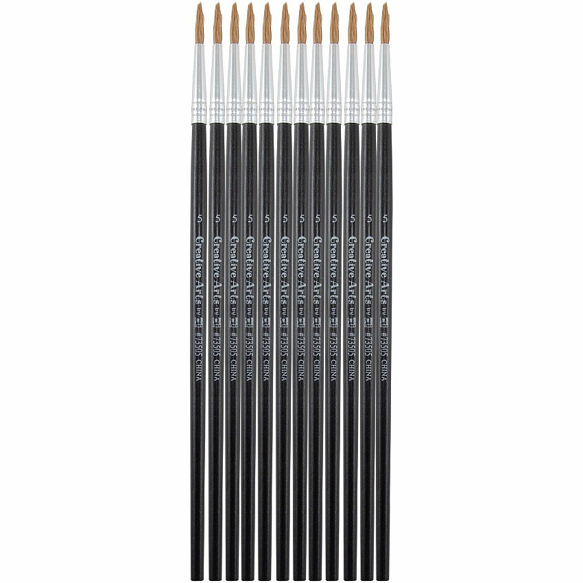 Charles Leonard Water Color Brush 0.63" Bristle - No. 5 - Hardwood Handle - Aluminum Ferrule - 12 / Pack (73505)