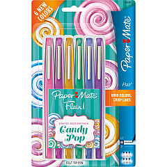 Paper Mate Flair Candy Pop Limited Edition Felt Tip Pen 0.7 mm Pen Point - Assorted Ink - Felt Tip - 6 / Pack (1982365)