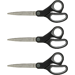 Sparco Straight Scissors w/Rubber Grip Handle 7" Overall Length - Straight - Stainless Steel - Pointed Tip - Black, Gray - 3 / Bundle (25225BD) Sparco Straight Scissors w/Rubber Grip Handle 7" Overall Length - Straight - Stainless Steel - Pointed Tip - Black, Gray - 3 / Bundle (25225BD)