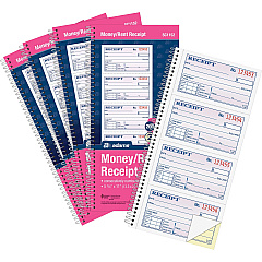 Adams Spiral 2-part Money/Rent Receipt Book 200 Sheet(s) - Spiral Bound - 2 Part - 11" x 5.25" Form Size - White, Canary - Assorted Sheet(s) - 5 / Pack (SC1152PK)