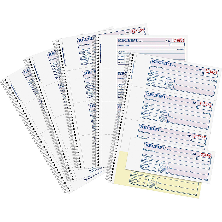 Adams Spiral 2-part Money/Rent Receipt Book 200 Sheet(s) - Spiral Bound - 2 Part - 2.75" x 7.62" Form Size - White, Canary - Assorted Sheet(s) - 5 / Pack (SC1182PK)
