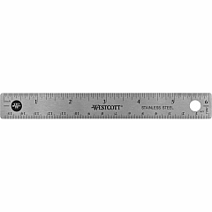 Westcott 6" Stainless Steel Rulers 6" Length x 0.7" Width - 1/16, 1/32 Graduations - Metric, Imperial Measuring System - Stainless Steel - Stainless Steel - 12 / Box (10414BX) Westcott 6" Stainless Steel Rulers 6" Length x 0.7" Width - 1/16, 1/32 Graduations - Metric, Imperial Measuring System - Stainless Steel - Stainless Steel - 12 / Box (10414BX)