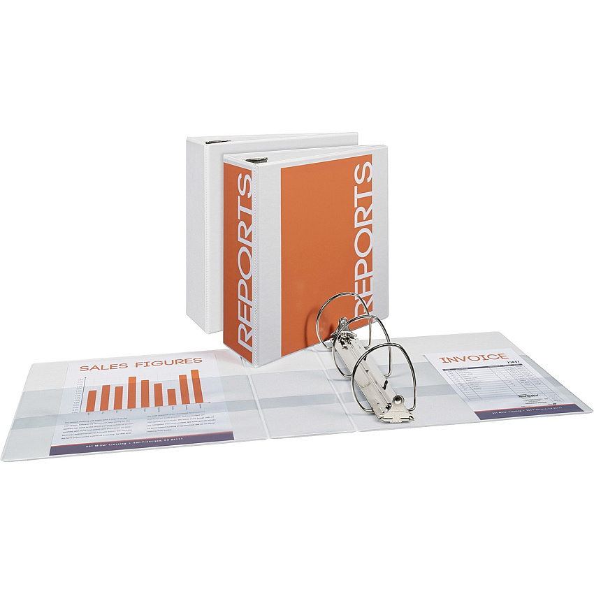 Avery&reg; Durable View Binders - EZD Rings 4" Binder Capacity - Letter - 8 1/2" x 11" Sheet Size - 780 Sheet Capacity - 3 Ring - Fastener: D-Ring - Pocket: 4, Internal - Poly - White - Recycled - Easy Insert Spine, Exposed Rivet, Gap-free Ring, (09801BD)