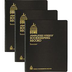 Dome Bookkeeping Record Book 128 Sheet(s) - Wire Bound - 8.75" x 11.25" Sheet Size - Brown Cover - Recycled - 3 / Bundle (600BD)