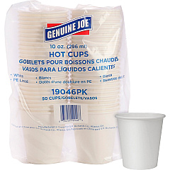 Genuine Joe 10 oz Disposable Hot Cups 10 fl oz - White - Polyurethane - Hot Drink, Beverage - 50/Pack - 5 / Bundle (GJO19046BD)