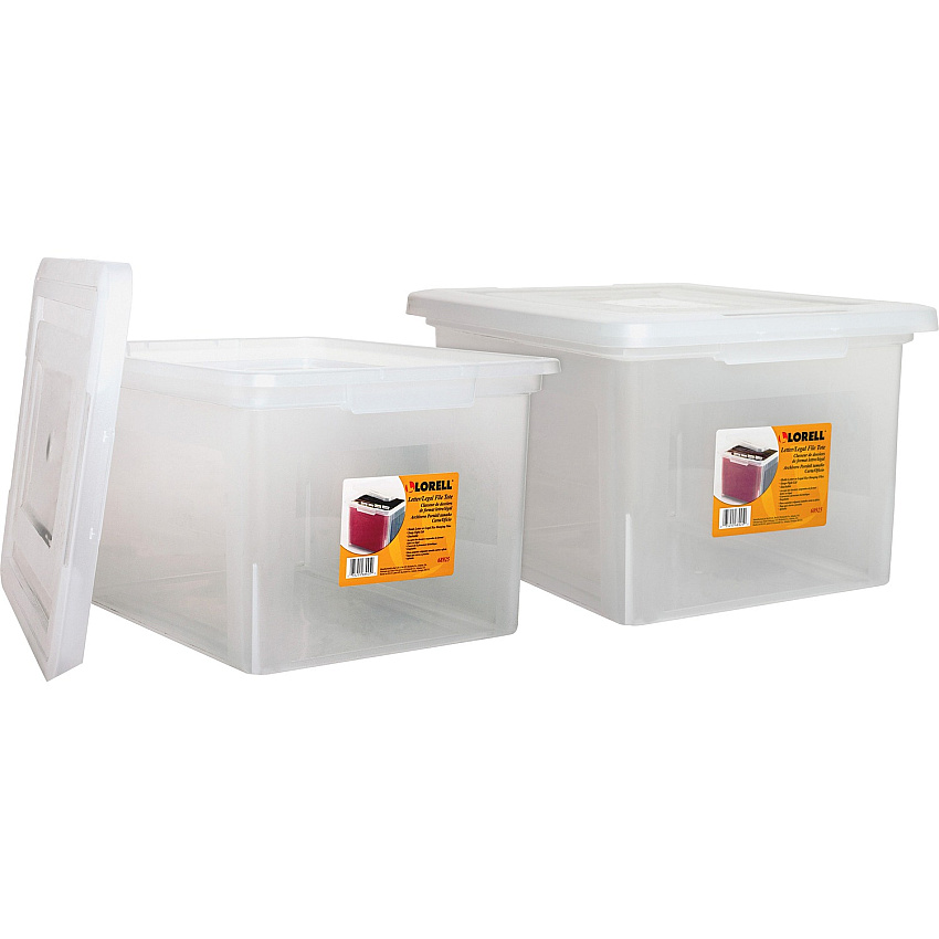 Lorell Stacking File Boxes External Dimensions: 14.2" Width x 18" Depth x 10.8" Height - Media Size Supported: Letter, Legal - Interlocking Closure - Stackable - Plastic - Clear - For File - 2 / Bundle (LLR68925BD)