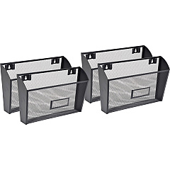 Lorell Mesh Wire Wall Pockets 6.62" Height x 12.62" Width x 4.75" Depth - Black - 4 / Carton (LLR84144CT)