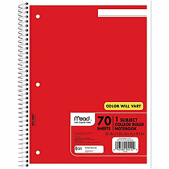Mead One-subject Spiral Notebook 70 Sheets - Spiral - College Ruled Front Ruling - 8" x 10 1/2" Sheet Size - White Paper - Tan Board Cover - Heavyweight, Punched - 12 / Bundle (05512BD) Mead One-subject Spiral Notebook 70 Sheets - Spiral - College Ruled Front Ruling - 8" x 10 1/2" Sheet Size - White Paper - Tan Board Cover - Heavyweight, Punched - 12 / Bundle (05512BD)