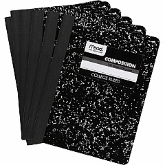 Mead Composition Book Sewn - 7 1/2" x 9 3/4" Sheet Size - White Paper - Black Marble Cover - 12 / Carton (09932CT) Mead Composition Book Sewn - 7 1/2" x 9 3/4" Sheet Size - White Paper - Black Marble Cover - 12 / Carton (09932CT)