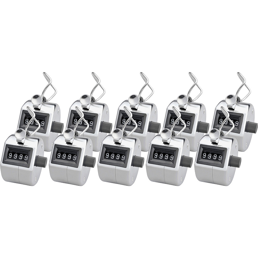 Sparco Finger Ring Tally Counter 4 Digit - Finger Ring - Handheld - Chrome Plated Steel - Silver - 10 / Box (24100BX)