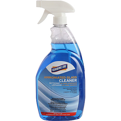 Genuine Joe Ammoniated Glass Cleaner For Hard Surface, Multipurpose - Ready-To-Use - Spray, Liquid - 32 fl oz (1 quart) - Recommended For: Grease Remover, Smoke Film Remover, Smudge Remover - Lint-free, Heavy Duty, Easy to Use - Blue - 1 Each (GJO99669)