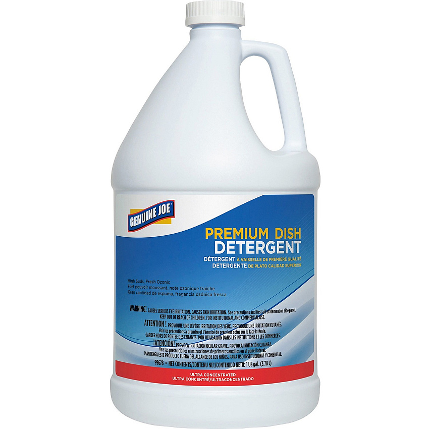 Genuine Joe Premium Dish Detergent Concentrate - 128 fl oz (4 quart) - Recommended For: Grease Remover - Film-free - Blue - 1 Each (GJO99678)