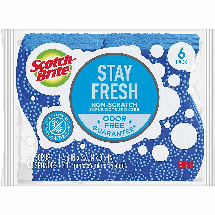 Scotch-Brite Scrub Dots Non-Scratch Sponge 4.8" Height x 6.5" Width x 2.5" Depth - 1 Pack - Blue (203064)