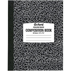 Oxford Tops College-ruled Composition Notebook 80 Sheets - Stitched - 7 7/8" x 10" Sheet Size - White Paper - Black Marble Cover - 1 Each (26252)