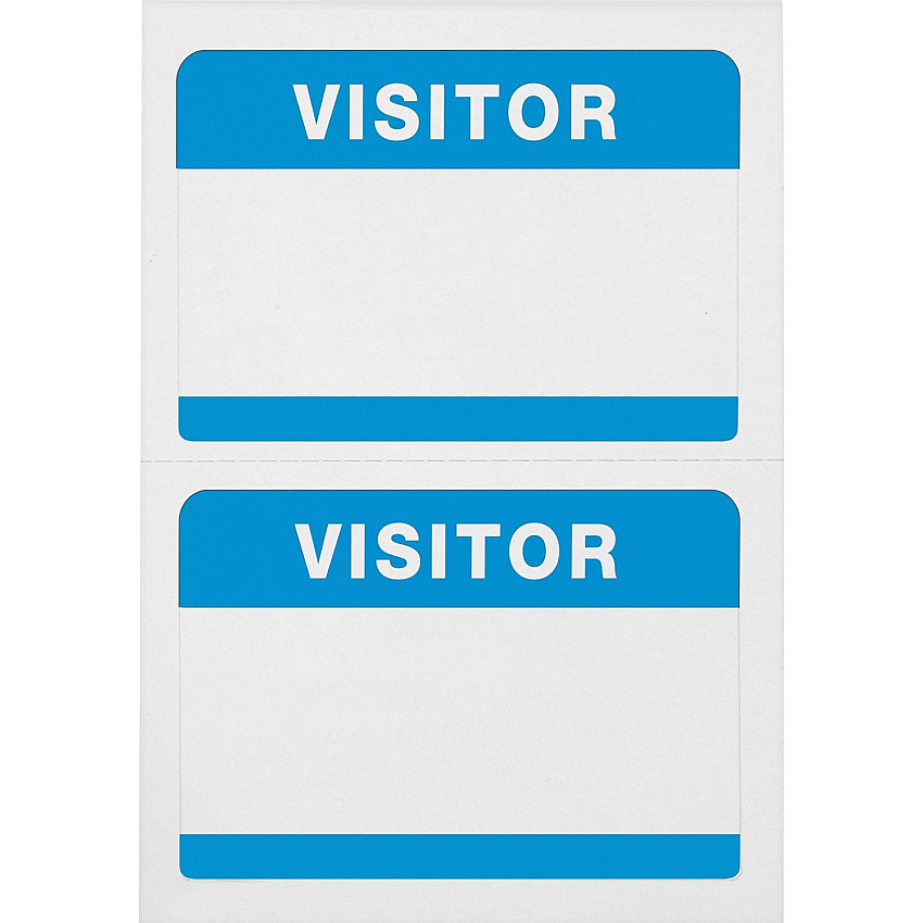 Advantus Self-Adhesive Visitor Badges Visitor - 2 1/4" Height x 3 1/2" Width - Removable Adhesive - Rectangle - White, Blue - 100 / Pack (97190)