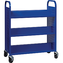 Lorell Double-sided Book Cart 6 Shelf - Round Handle - 5" Caster Size - Steel - 38" Width x 18" Depth x 46.25" Height - Blue - 1 Each (LLR99932)