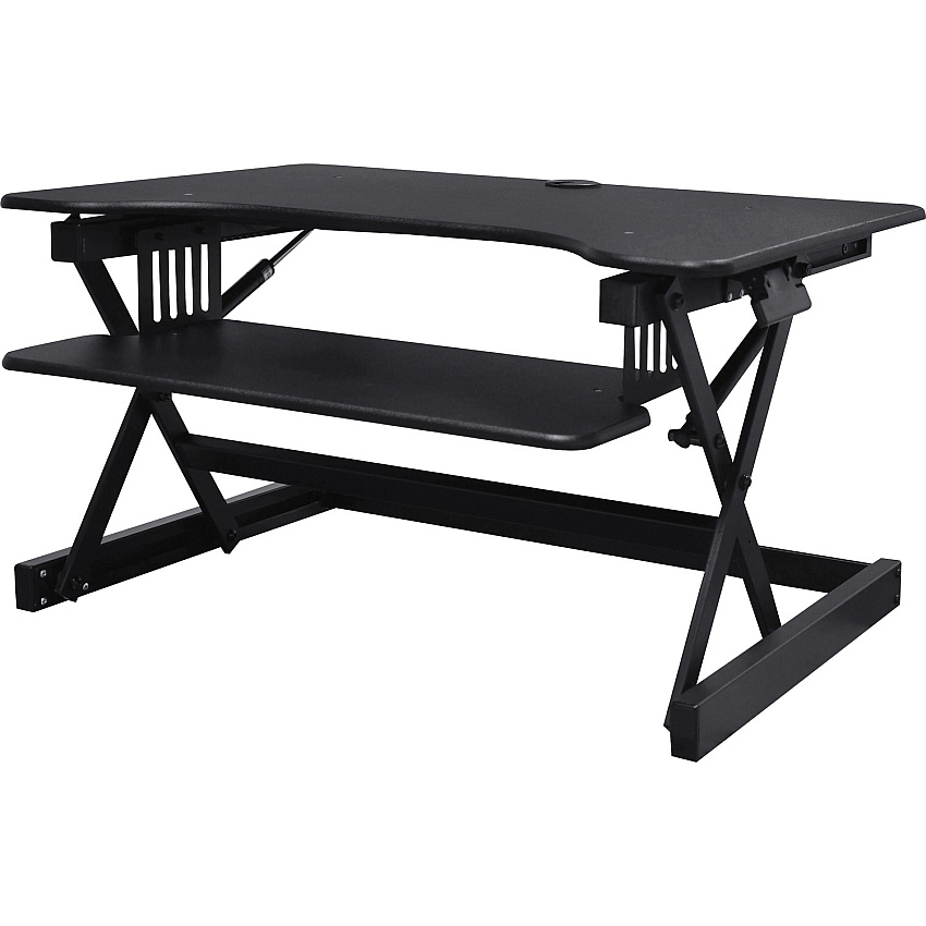 Lorell Adjustable Desk Riser Plus 40 lb Load Capacity - 32" Width x 20.50" Depth - Desktop - Black - Ergonomic - 1 Each (LLR99983)