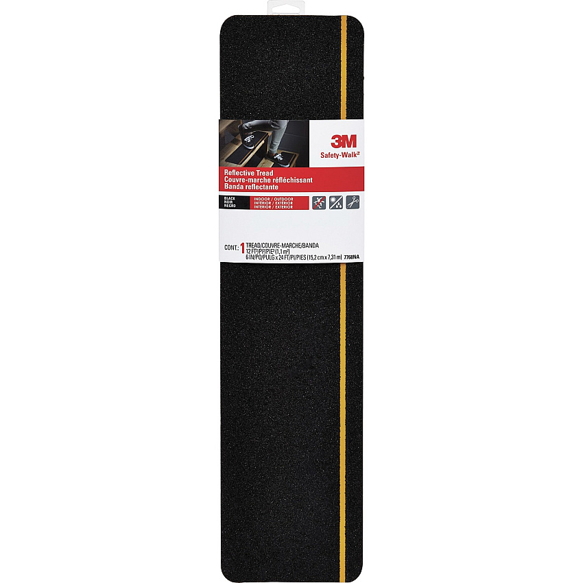 3M Safety Walk Reflective Tread 2 ft Length x 6" Width - Black Roll - 1 Each (7768NA)