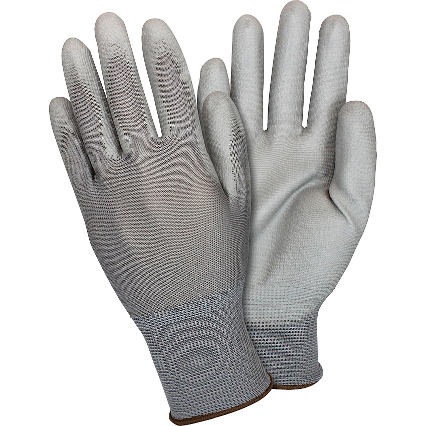 Safety Zone Gray Coated Knit Gloves Polyurethane Coating - Small Size - Gray - Knitted, Comfortable, Abrasion Resistant, Machine Washable, Cut Resistant - For Food Handling, Janitorial Use, Painting, Pet Care, Food Service - 1 Dozen (GNPUSMGY)
