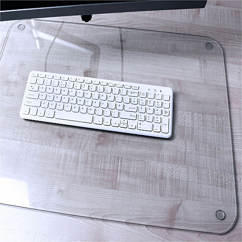 Floortex Desktex&reg; Glaciermat Glass Desk Pad - 19" x 24" Rectangular - 19" Width x 24" Length x 0.20000" Depth - Clear Backing - Tempered Glass - Clear - 1 Each (FCDE1924G)
