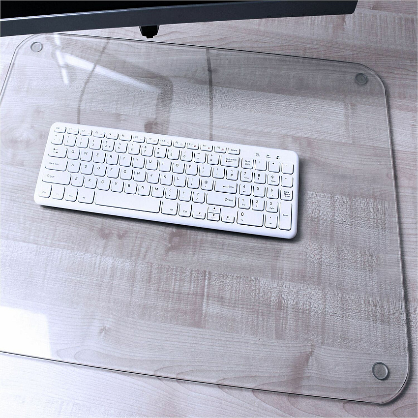 Floortex Desktex&reg; Glaciermat Glass Desk Pad - 19" x 24" Rectangular - 19" Width x 24" Length x 0.20000" Depth - Clear Backing - Tempered Glass - Clear - 1 Each (FCDE1924G)