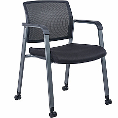 Lorell Mesh Back Guest Chair with Casters Black Seat Color - Fabric Seat Material - High Back - Square Base - 1 Each (LLR30953)