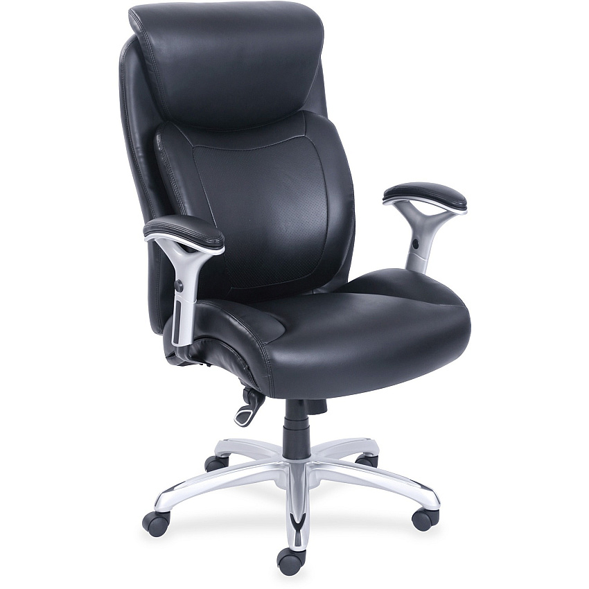 Lorell Wellness by Design Big & Tall Chair with Flexible Air Technology Black Seat Color - Bonded Leather Seat Material - Black Back Color - Bonded Leather Back Material - 5-star Base - Armrest - 1 Each (LLR48843)