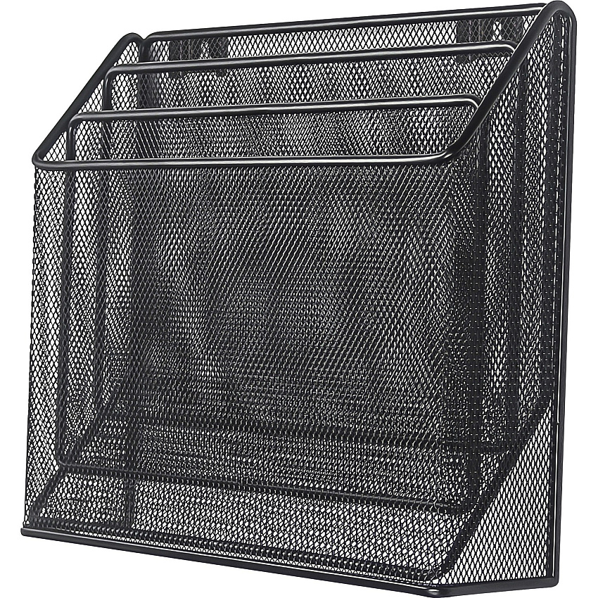 Lorell Mesh Desktop Organizer 3 Tier(s) - 11.42" Height x 3.54" Width x 12.72" Length - Desktop - Durable - Black - Metal - 1 Each (LLR84138)