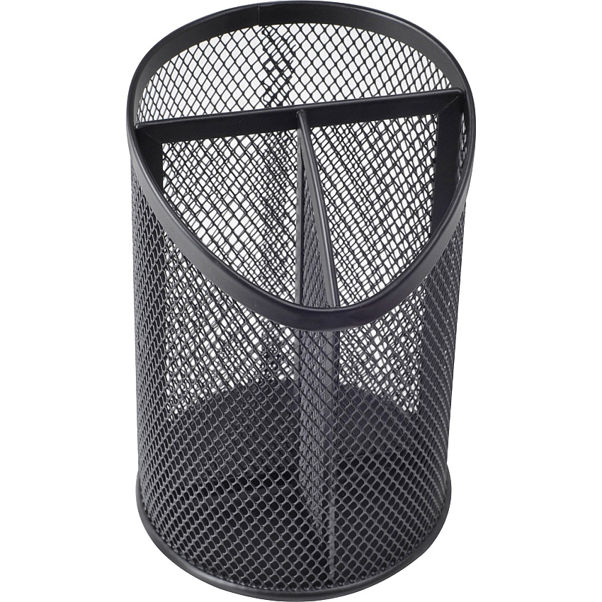 Lorell Mesh Desktop Organizer 6.10" Height x 4.10" Width x 4.10" Length - Desktop - Durable, Snag Proof - Black - Metal - 1 Each (LLR84140)