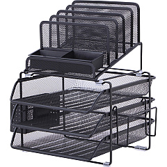 Lorell Divided 4-tier Desktop Organizer 4 Tier(s) - 15.75" Height x 12.87" Width x 14.37" Depth - Desktop - Black - Plastic, Mesh - 1 Each (LLR95251) Lorell Divided 4-tier Desktop Organizer 4 Tier(s) - 15.75" Height x 12.87" Width x 14.37" Depth - Desktop - Black - Plastic, Mesh - 1 Each (LLR95251)