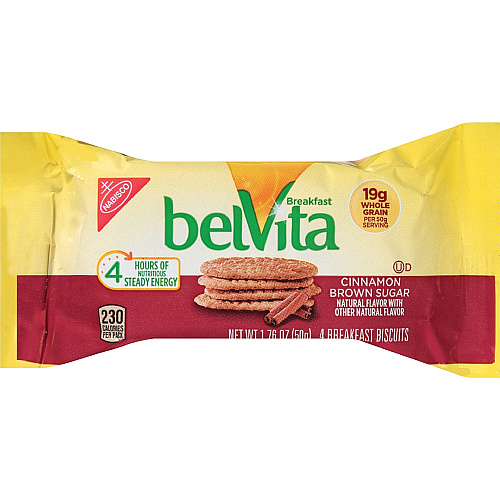 belVita Breakfast Biscuits Individually Wrapped, Hydrogenated Oil-free, No Artificial Flavor, Sweetener-free - Brown Sugar - 1.76 oz - 1 Box (03273)