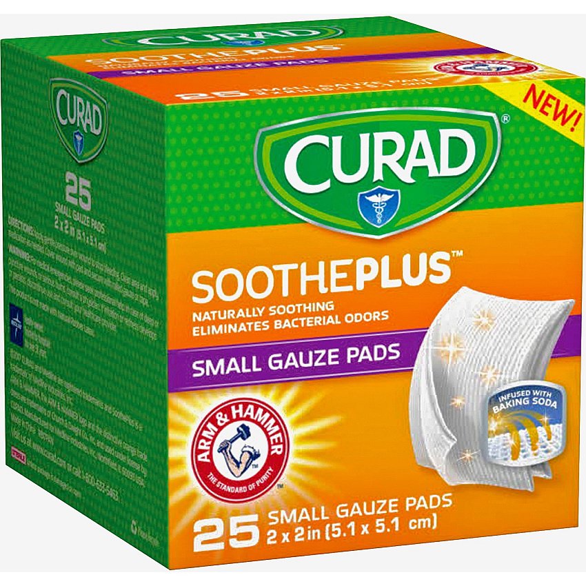 Curad SoothePlus Medium Non-stick Pads - 2" Width x 2" Length - White - 1 Box (CUR202225AH)