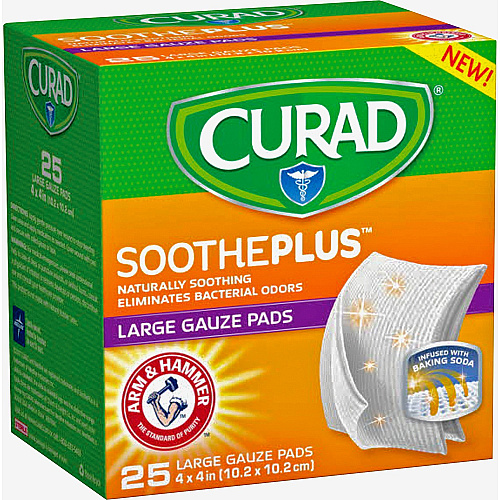 Curad SoothePlus Medium Non-stick Pads - 4" Width x 4" Length - White - 1 Box (CUR204425AH)