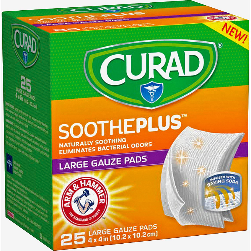 Curad SoothePlus Medium Non-stick Pads - 4" Width x 4" Length - White - 1 Box (CUR204425AH)