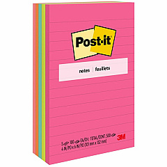 Post-it® Notes Original Notepads - Poptimistic Color Collection 4" Flag/Note Width x 6" Flag/Note Length - Rectangle - 100 Sheets per Pad - Ruled - Power Pink, Neon Green, Aqua, Neon Orange, Guava Pink - Self-adhesive, Self-stick - 5 / Pack (6605AN) Post-it® Notes Original Notepads - Poptimistic Color Collection 4" Flag/Note Width x 6" Flag/Note Length - Rectangle - 100 Sheets per Pad - Ruled - Power Pink, Neon Green, Aqua, Neon Orange, Guava Pink - Self-adhesive, Self-stick - 5 / Pack (6605AN)