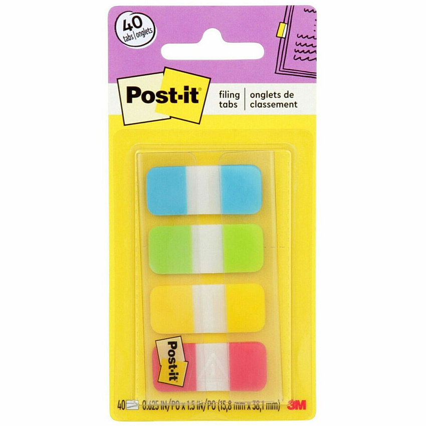 Post-it&reg; Easy Dispenser Tabs 40 Tab(s) - 0.63" Tab Width - Removable - Yellow, Red, Green, Blue Tab(s) - Durable, Repositionable, Writable - 1 Pack (676ALYR)