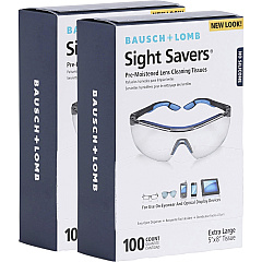 Bausch &amp; Lomb Bausch + Lomb Sight Savers Lens Cleaning Tissues For Eyeglasses, Monitor, Camera Lens, Binocular - Anti-fog, Anti-static, Pre-moistened, Silicone-free, Individually Wrapped - Multi - 100/Box - 2 / Bundle (8574GMBD)